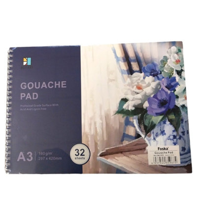  - A3 32 Sheets Side Spiral Open Gouache Pad