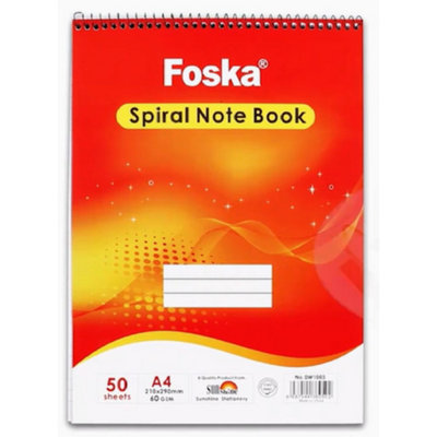 A4 50 Sheets Lined Spiral Notebook from B&Q