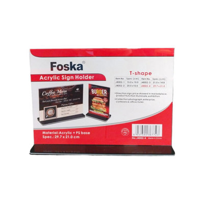  - Horizontal Design Acrylic Sign Holder 29.7Cm X 21Cm