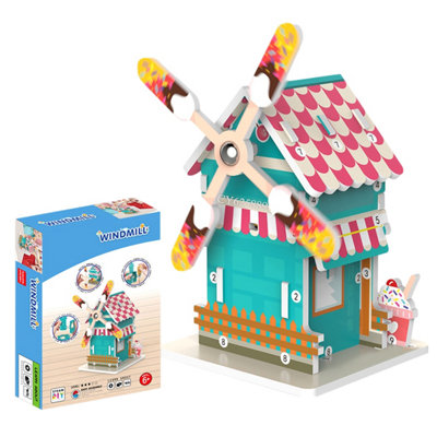  - Windmill Diy Mechanical House Stem Toy With Instruction Book
