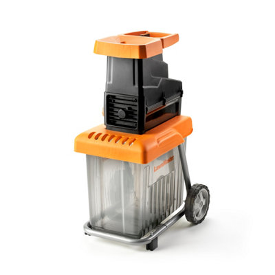 B&Q -  2800W Quiet Garden ShredderDrum Shredder60 Litre Collection BoxAccessoriesOrangeCorded2 Year Guarantee