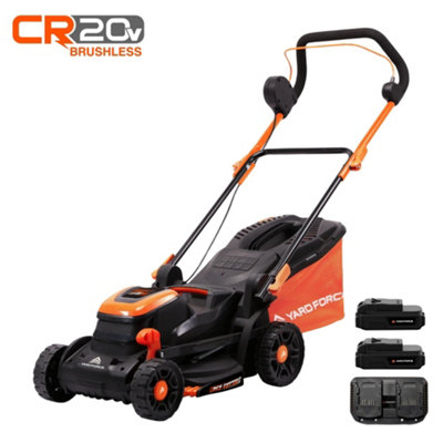 Yard Force 40V 2.5Ah (2X20V) 34Cm Brushless Cordless LawnmowerRear RollerMulching Function35L Grass BagCr20 Range from B&Q