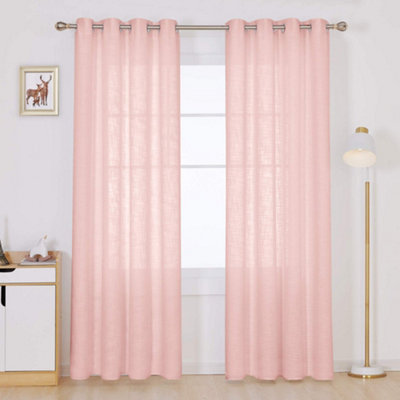 Deconovo Home Decoration Solid Faux Linen Curtains Drapes Eyelet Curtains Room Darkening Curtains