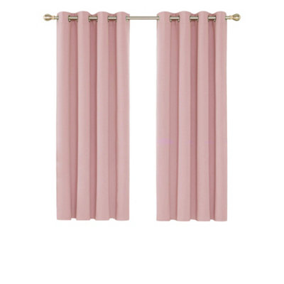 Deconovo Eyelet Curtains Energy Saving Curtains Thermal Insulated Curtains Blackout Curtains W52 X L45 Inch Coral Pink Two Panels Coral/Pink