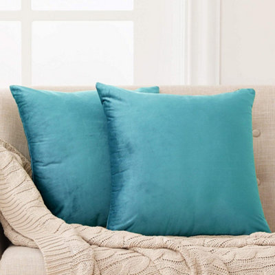 Deconovo Turquoise Set Of Cushion Covers 40Cm X 40Cm 16X16 Inches Throw Pillow Cases For Bedroom With Invisible Zipper Size 2