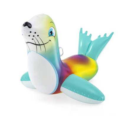 B&Q -  Seal Pool FloatKids Inflatable Ride-On With HandlesBeach Toy