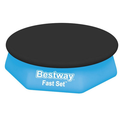 Bestway 8Ft Fast Set Round Pool Cover For Above Ground Pool Black from B&Q