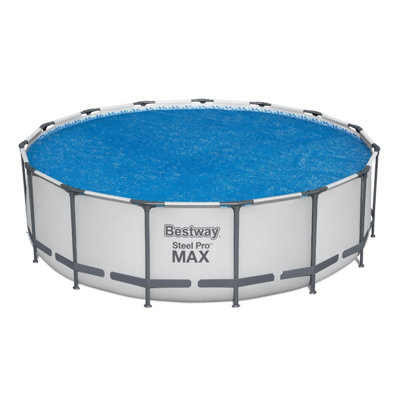 Solar Pool Cover For Steel Pro Max Bestway Flowclear 4.88M Round Pool Cover from B&Q