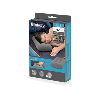 Bestway 16.5" X 10" X 4"/42Cm X 26Cm X 10Cm Flocked Air Camp Pillow - Image 2