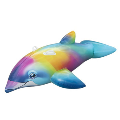 B&Q -  Dolphin Daydream Kids Ride On Pool FloatColourful Water ToyPurple