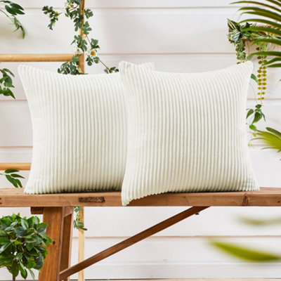 Deconovo Set Of 2 Super Soft Corduroy Cushion Covers Light Beige 24"x24" from B&Q