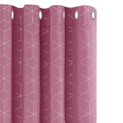 Deconovo Eyelet Blackout Curtains Foil Printed Diamond Thermal Insulated Curtains For Nursery W46 X L72 Inch One Pair Pink