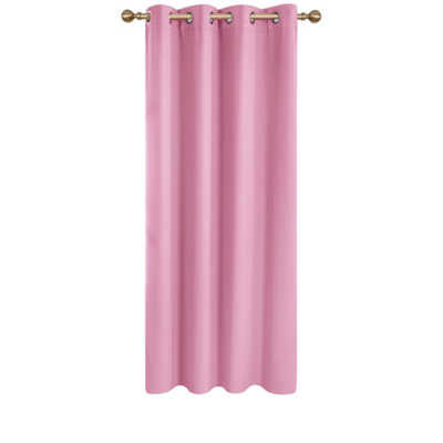 Deconovo Nursery Curtain Thermal Insulated Blackout Curtain Ring Top Curtain For Bedroom 52"X 63" 1 Panel Pink
