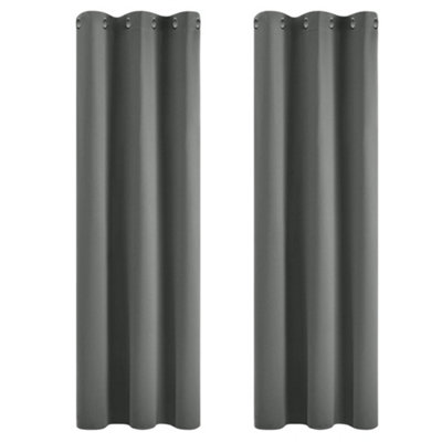 Deconovo Curtains Thermal Blackout Curtains Blackout Material Eyelet Curtains For Windows Light Grey 42 X 95 Inch 2 Panels Light/Grey - B&Q