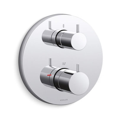 Mira Kohler Modulo Thermostatic Bath & Shower Valve + Trim Pin Twin Handles Chrome from B&Q