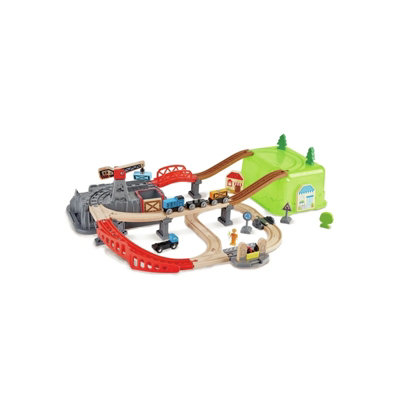 Hape Green Railway Bucket Builder Set 50-Piece Train Playset With Locomotive, Carriages And Rails - Image 3