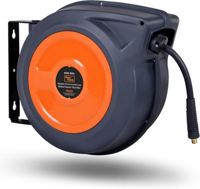 Super Handy 15M Spring-Driven Auto Retract Air Hose Reel With Kink-Resistant Hybrid Hose from B&Q