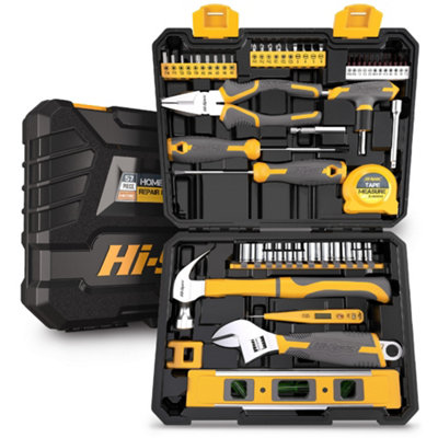 B&Q -  57 Pc Hand Tool Kit Complete Set For Workshop & Household Equipment By Hi-Spec