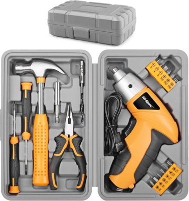 Hi-Spec Tools Cordless Screwdriver 3.6V Yellow Usb With 19Pc Diy Home Tool Kit  Hi-Spec from B&Q