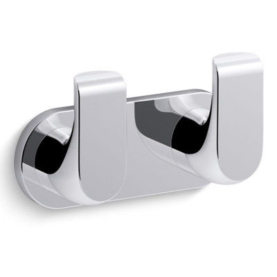 Mira Kohler Avid Wall Mounted Double Robe Dressing Gown Towel Hook Polished Chrome from B&Q