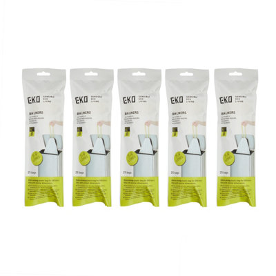 Eko 5 Pack Of Plastic Bin Liners Size B 7-9L, 25 Bags