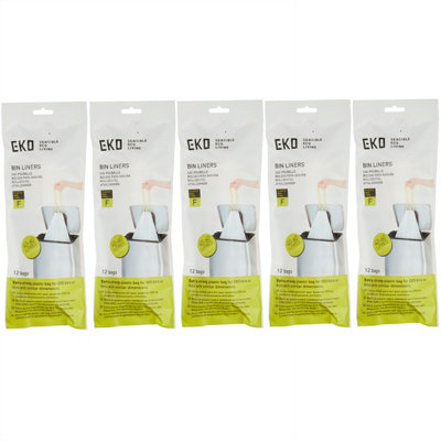 Eko Pack Of Plastic Bin Liners F 40-60L, 12 Bags Size 5