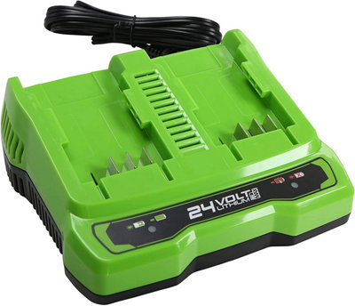 Greenworks Tools G24X2Uc2 Twin Port Battery Charger 24V 48W Output Suitable For 24V Greenworks Batteries from B&Q