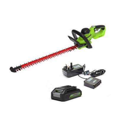 Greenworks 24V 56Cm 18mm Cordless Hedge Trimmer (2Ah Battery & 0.5A Charger) from B&Q