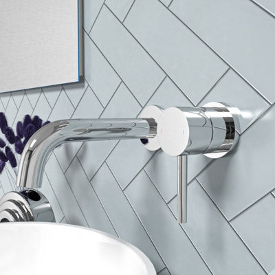Nes Home Remy Wall Mounted Curved Spout Basin Mono Mixer Tap & Waste Chrome from B&Q