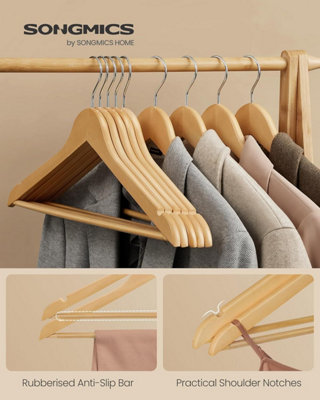 LEDREM Songmics Wooden HangersSet Of 20Coat HangersClothes HangersWith Shoulder NotchesAnti-Slip Trousers Bar from B&Q