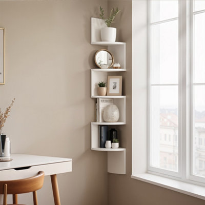 LEDREM Corner ShelfWall ShelfZigzag Shaped ShelfBookcase from B&Q