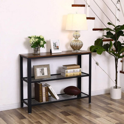 Songmics Vasagle Industrial Console Table, Hallway Table With 2 Mesh Shelves, Side Table And Sideboard, Living Room, Corridor
