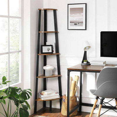 VASAGLE Corner Bookcase 5 Tier Shelf Ladder Storage 5-Tier, Vintage. - Image 4