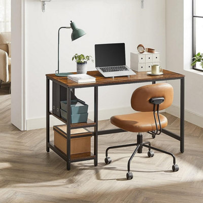 Songmics Computer Desk Industrial Design Pc 2 Shelves On Right Or Left Side Work Table For Office Living Room Lightweight Mounted from B&Q