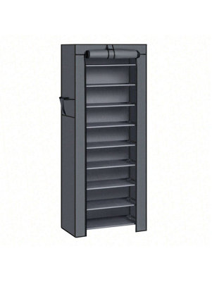 LEDREM 10 Tier Shoe Rack Cabinet For Up To 27 Pairs Of Shoes Free Standing Storage Organizer 58 X 28 X 160Cm from B&Q
