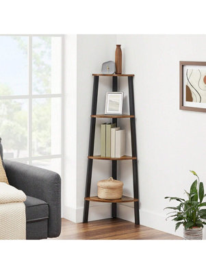 LEDREM Corner Shelf Bookcase4 Tier Ladder ShelfStorage Unit,plant Holder,industrial Style With Steel Frame from B&Q