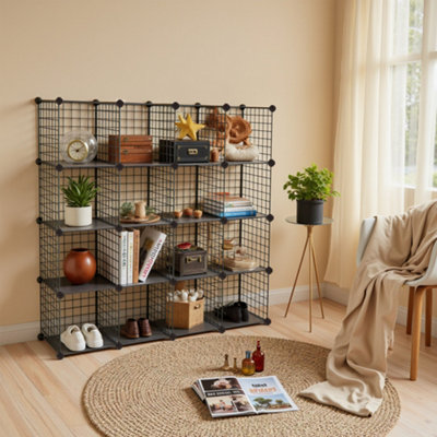 LEDREM 16 Cube Metal Wire Storage OrganiserDiy Closet Cabinet And Modular Shelving GridsWire Mesh Shelves And Rack from B&Q
