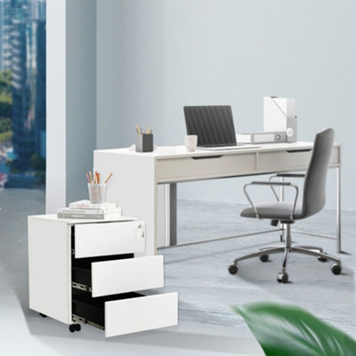 Songmics 3-Drawer File Cabinet, Lockable And Pre-Assembled, For Home Or Office, Stores Documents And Stationery, White