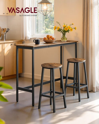LEDREM Bar Stools Set Of 2Kitchen StoolsBar Chairs With Metal Frame And FootrestEasy To AssembleFor KitchenLiving Room from B&Q