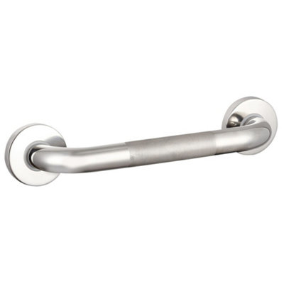 Evekare Knurled Silver Effect Curved Wall-Mounted Grab Rail (L)300mm from B&Q