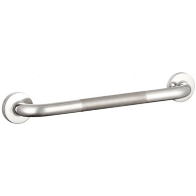 Evekare Knurled Silver Effect Curved Wall-Mounted Grab Rail (L)450mm from B&Q