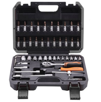 Harden 510346 Heavy Duty Socket Set 46 Pcs 1/4 Reversible Quick Release Ratchet from B&Q