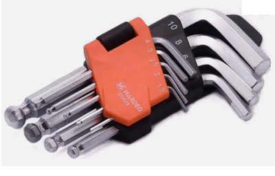 Harden Short Allen Keys Set 9 PcsBall TipStrong Crv Steel1.5-10mm from B&Q