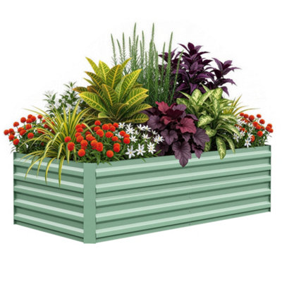  - Raised Garden Bed Planter BoxOpen Bottom Drainage DesignMetal Elevated Grow Bed180X90X60CmGreen