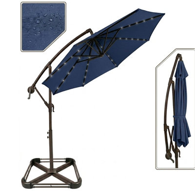  - 10 Ft Cantilever Patio Umbrella360 Rotatable Offset Garden Parasol With Crank HandleNavy Blue