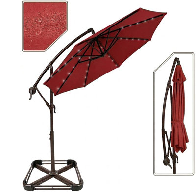  - 10 Ft Cantilever Patio Umbrella360 Rotatable Offset Garden Parasol With Crank HandleRed