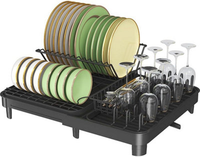 B&Q -  Expandable Dish Drainer RackKitchen Counter Dish Drying RackAdjustable Drainboard52X41X14Cm