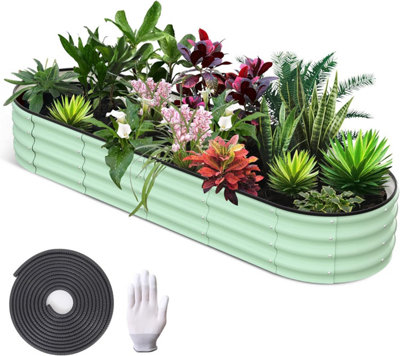 B&Q -  Green Raised Garden Bed240X60X30Cm Galvanised Steel PlanterLarge Outdoor Vegetable And Herb Planter Box