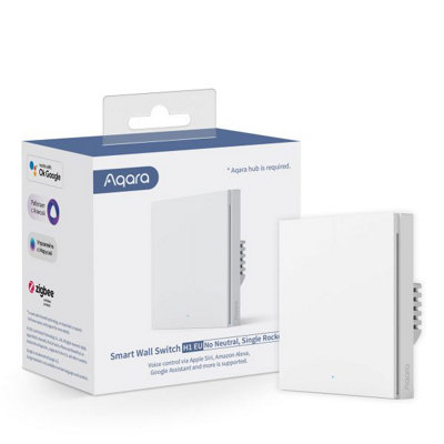 B&Q -  Smart Wall Switch H1 No Neutral Single Rocker With Apple HomekitAlexa & Google Home Compatible Smart Light Switch
