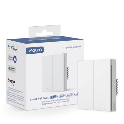 B&Q -  Smart Wall Switch H1 No Neutral (Double Rocker) Zigbee 3.0 For Apple HomekitAlexa & Google Home